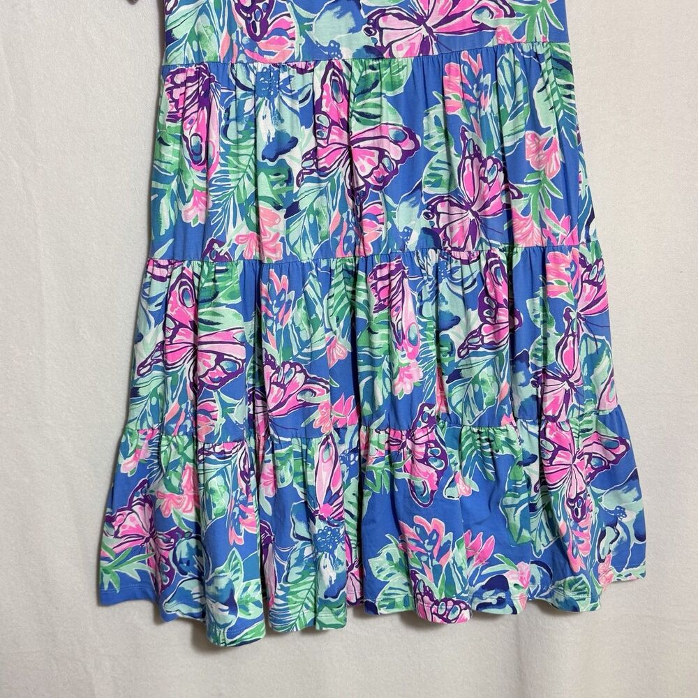 Lilly Pulitzer Blue Isle Be Back Butterfly Tiered Jodee Swing Dress Size XS - Picture 6 of 10